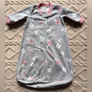 Baby Girl 3-6M Floral Sleep Sack - Full Zip Long Sleeve Fleece Wearable Blanket
